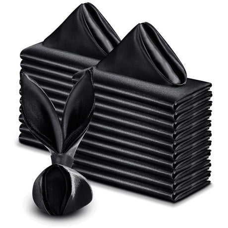 5 Pc Satin Soft Cloth Napkins 17"x17" Black - YauSpark