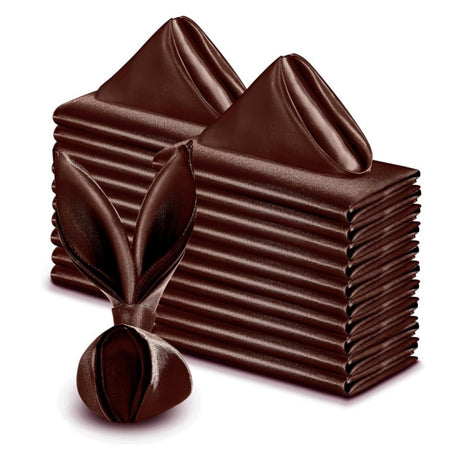 5 Pc Satin Soft Cloth Napkins 17"x17" Brown - YauSpark