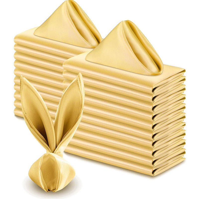 5 Pc Satin Soft Cloth Napkins 17"x17" Gold - YauSpark