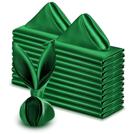 5 Pc Satin Soft Cloth Napkins 17"x17" Green - YauSpark
