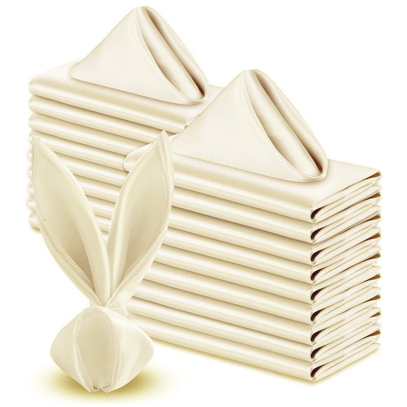5 Pc Satin Soft Cloth Napkins 17"x17" Ivory - YauSpark