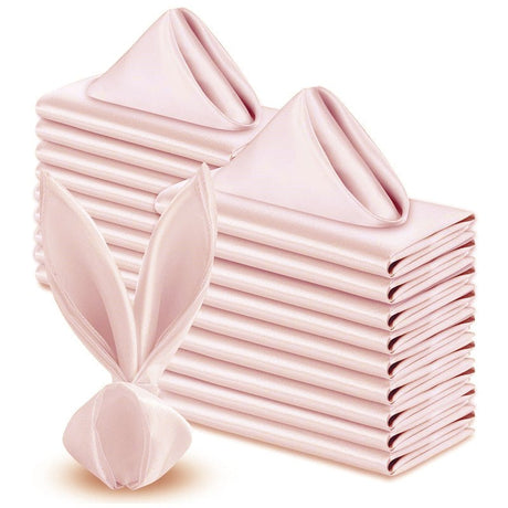 5 Pc Satin Soft Cloth Napkins 17"x17" Light Pink - YauSpark