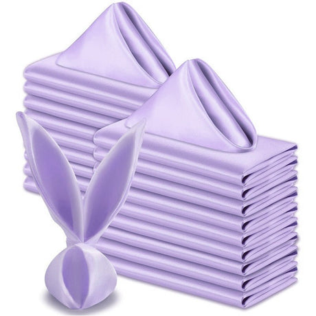 5 Pc Satin Soft Cloth Napkins 17"x17" Light Purple - YauSpark