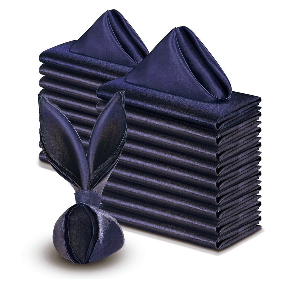 5 Pc Satin Soft Cloth Napkins 17"x17" Navy Blue - YauSpark