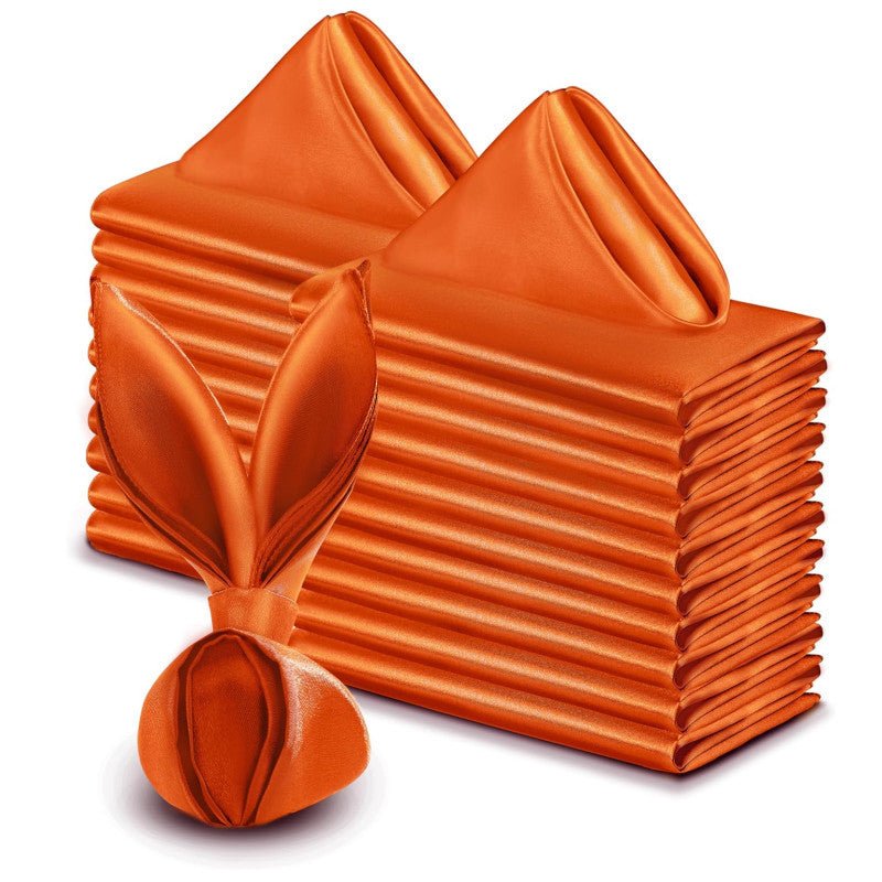 5 Pc Satin Soft Cloth Napkins 17"x17" Orange - YauSpark
