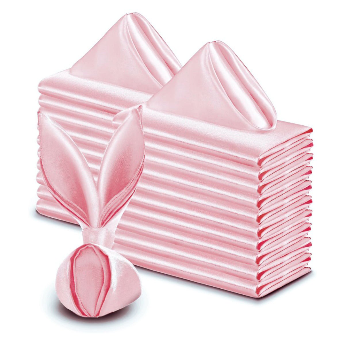 5 Pc Satin Soft Cloth Napkins 17"x17" Pink - YauSpark