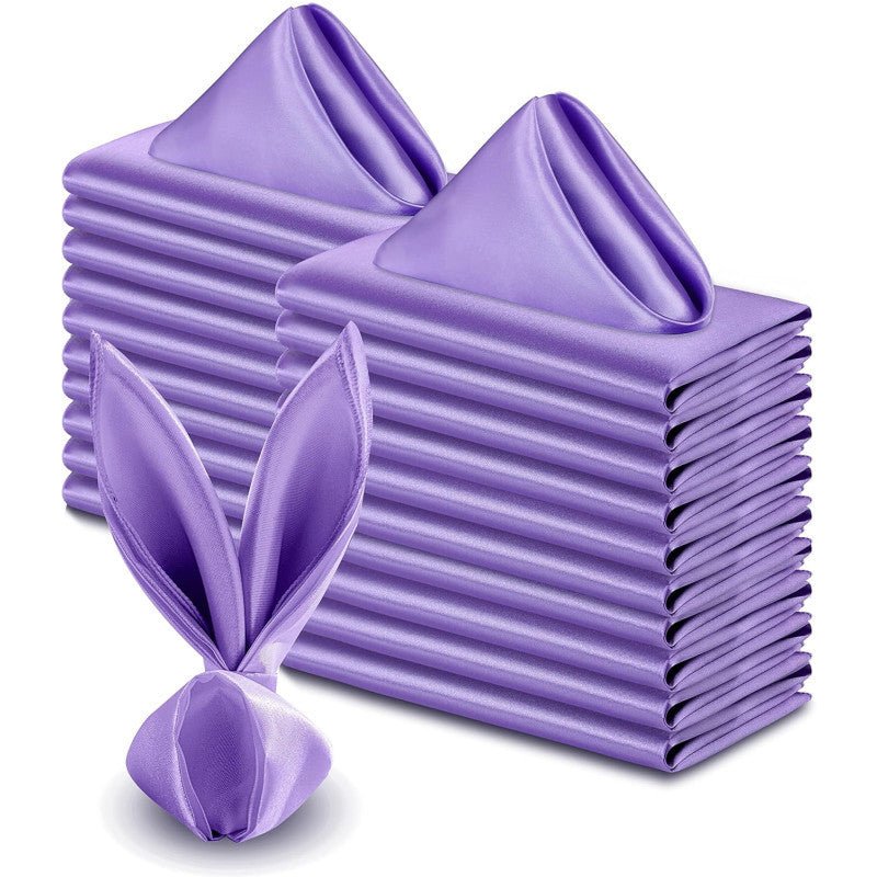5 Pc Satin Soft Cloth Napkins 17"x17" Purple - YauSpark