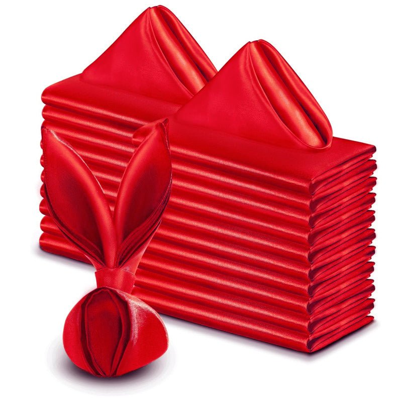 5 Pc Satin Soft Cloth Napkins 17"x17" Red - YauSpark