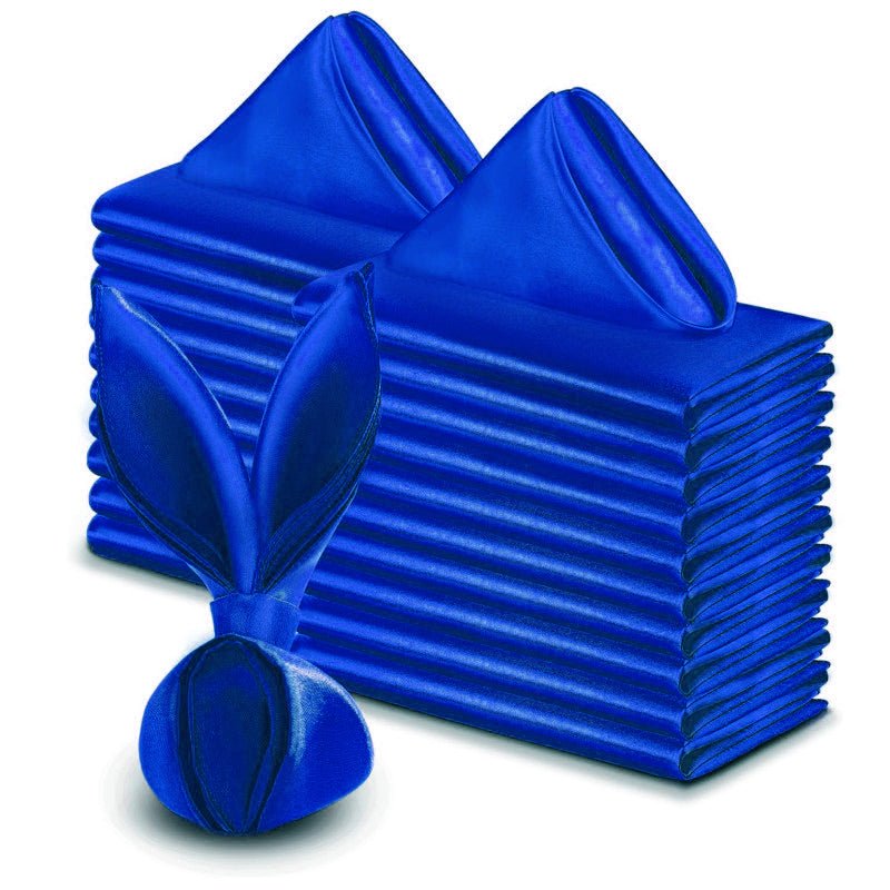 5 Pc Satin Soft Cloth Napkins 17"x17" Royal Blue - YauSpark