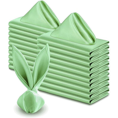 5 Pc Satin Soft Cloth Napkins 17"x17" Sage Green - YauSpark