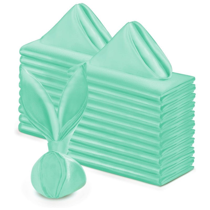 5 Pc Satin Soft Cloth Napkins 17"x17" Water Green - YauSpark