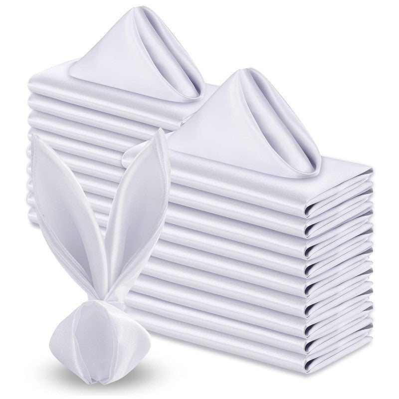 5 Pc Satin Soft Cloth Napkins 17"x17" White - YauSpark