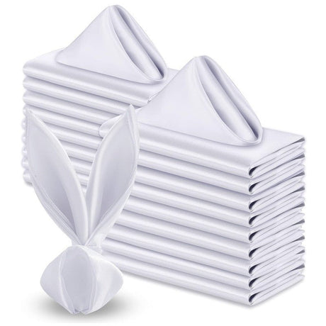 5 Pc Satin Soft Cloth Napkins 17"x17" White - YauSpark