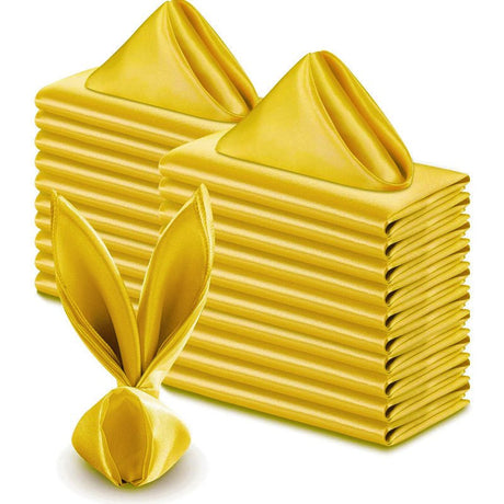 5 Pc Satin Soft Cloth Napkins 17"x17" Yellow - YauSpark
