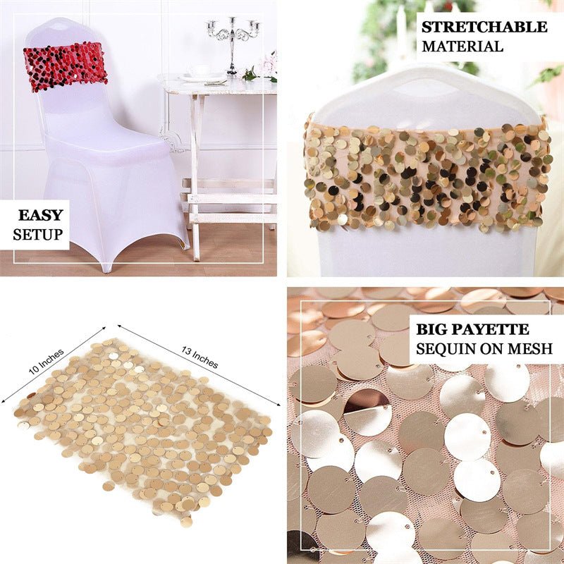 5 Pc Sequin Chair Sash Bands 13"x10" Colorful - YauSpark