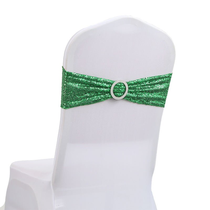 5 Pc Sequin Spandex Chair Sashes 6"x14" Mint Green - YauSpark