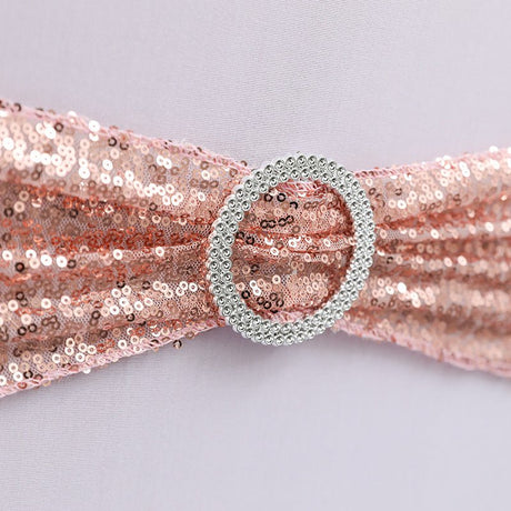 5 Pc Sequin Spandex Chair Sashes 6"x14" Peacock Green - YauSpark