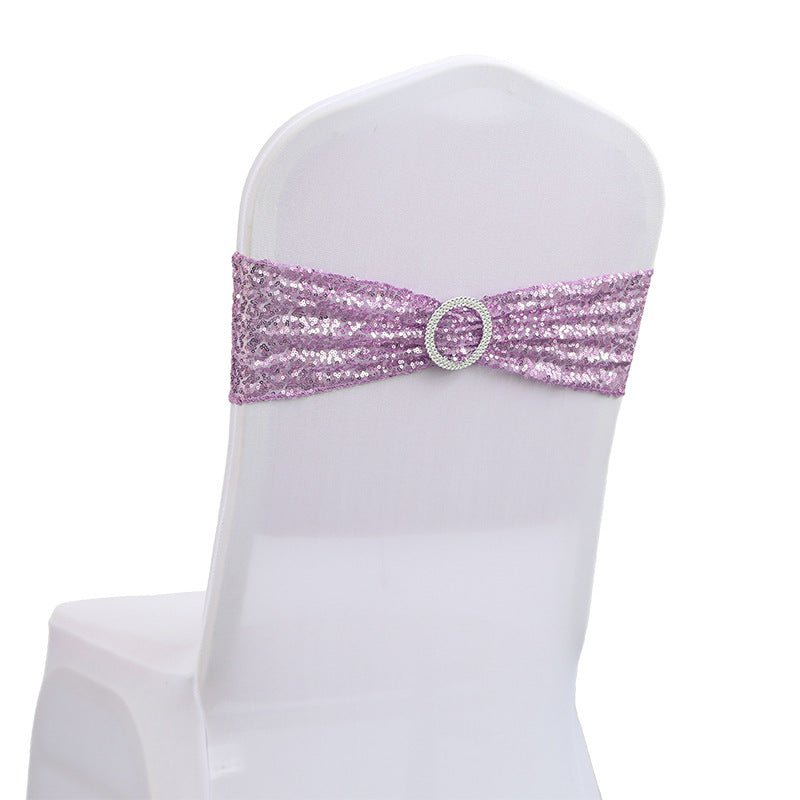 5 Pc Sequin Spandex Chair Sashes 6"x14" Rose Purple - YauSpark