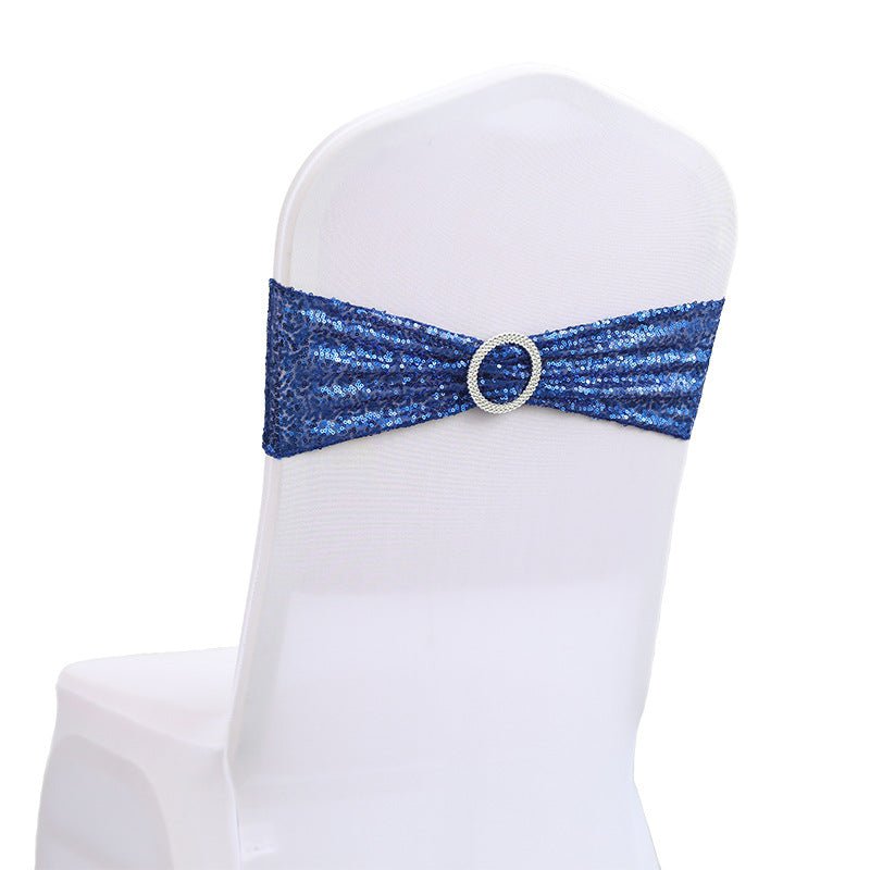 5 Pc Sequin Spandex Chair Sashes 6"x14" Royal Blue - YauSpark