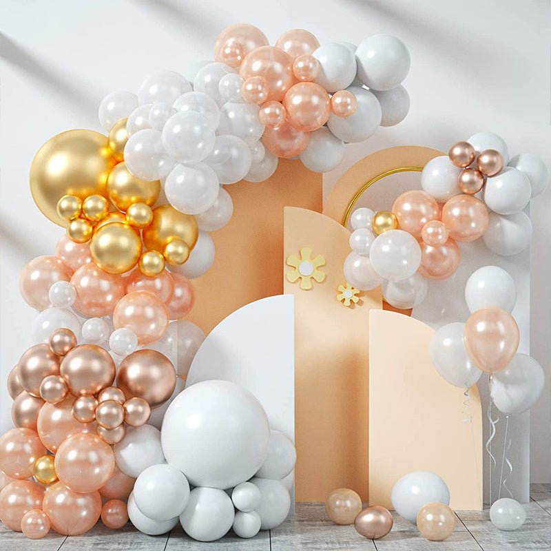 5 Pc Shiny Pearl Rose Gold Latex Helium, Air or Water Balloons 36" - YauSpark