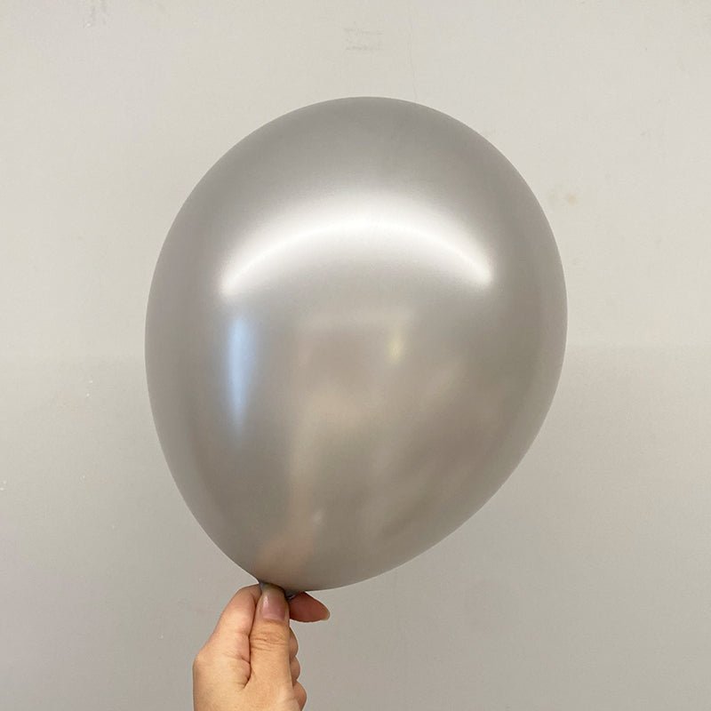 5 Pc Shiny Pearl Silver Latex Helium, Air or Water Balloons 36" - YauSpark
