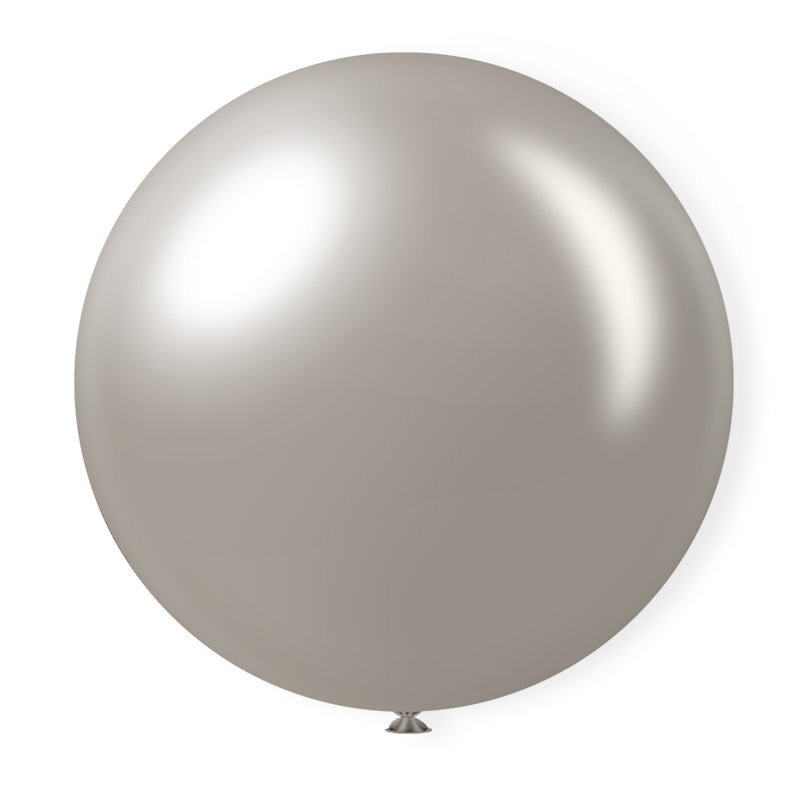 5 Pc Shiny Pearl Silver Latex Helium, Air or Water Balloons 36" - YauSpark