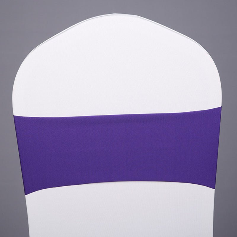 5 Pc Stretch Spandex Chair Sashes 5"x12" Dark Purple - YauSpark