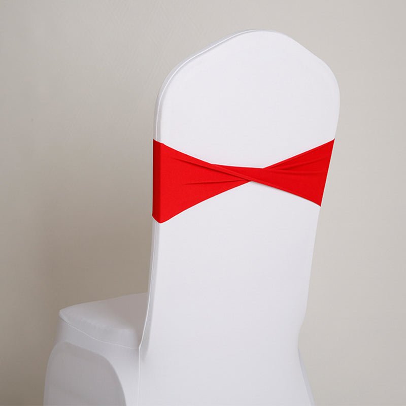 5 Pc Stretch Spandex Chair Sashes 5"x12" Red - YauSpark