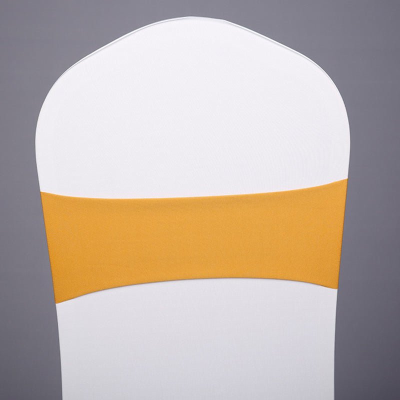 5 Pc Stretch Spandex Chair Sashes 5"x12" Tyrant Gold - YauSpark