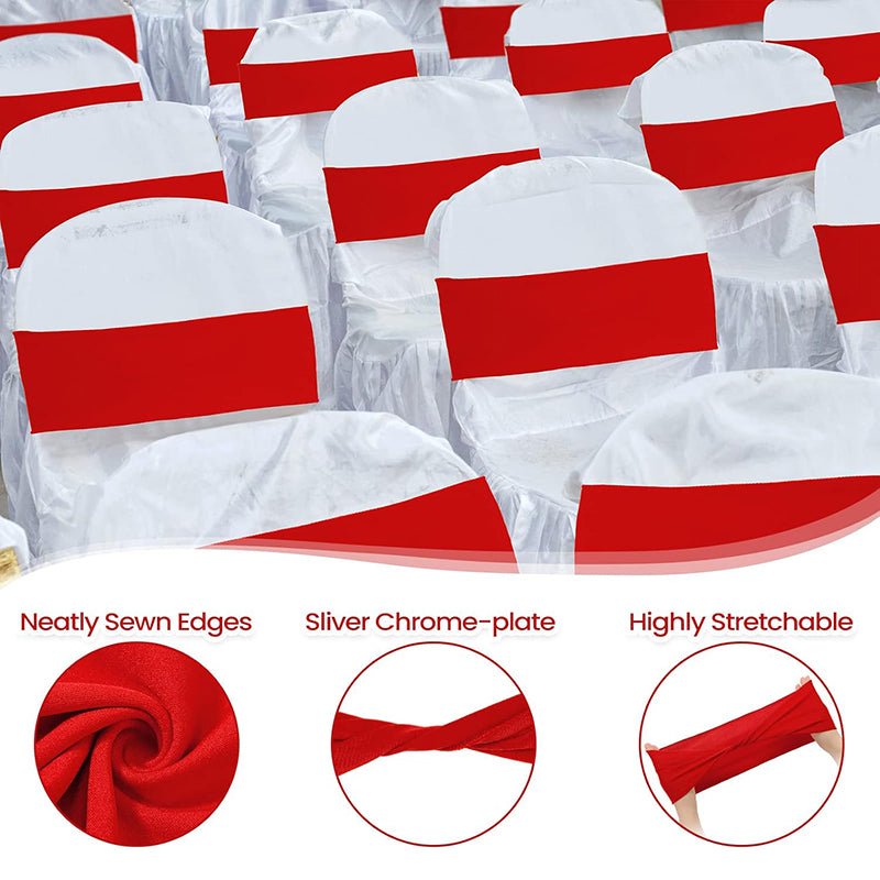5 Pc Stretch Spandex Chair Sashes 5"x12" White - YauSpark