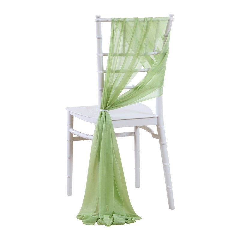 5 Pc Wedding Chiffon Chair Sashes Cover 8"x100" Apple Green - YauSpark