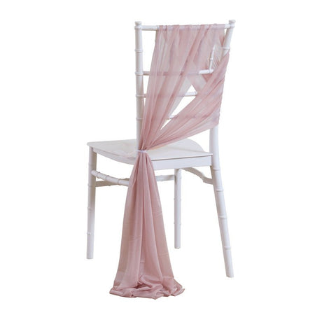 5 Pc Wedding Chiffon Chair Sashes Cover 8"x100" Blush Pink - YauSpark