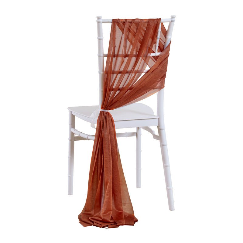 5 Pc Wedding Chiffon Chair Sashes Cover 8"x100" Caramel - YauSpark