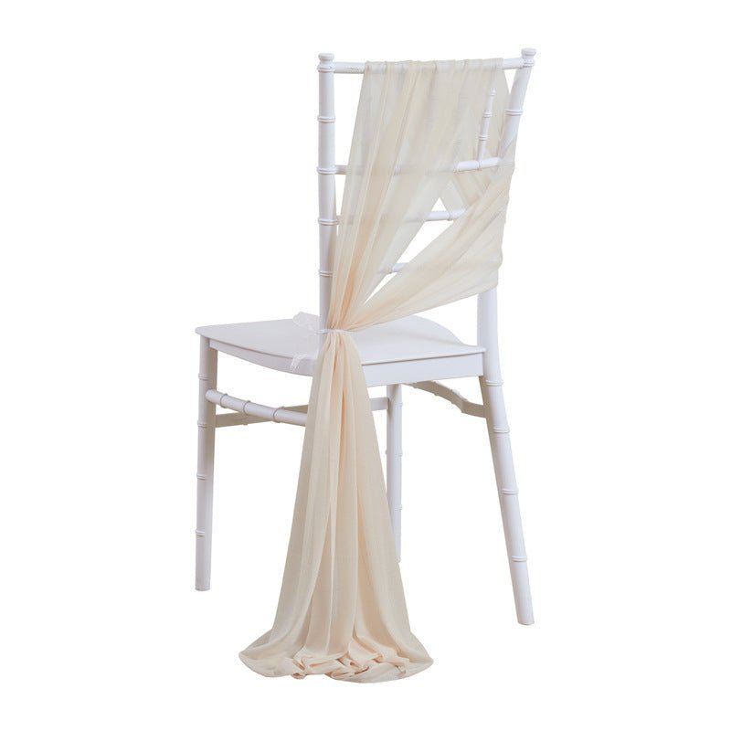 5 Pc Wedding Chiffon Chair Sashes Cover 8"x100" Champagne - YauSpark