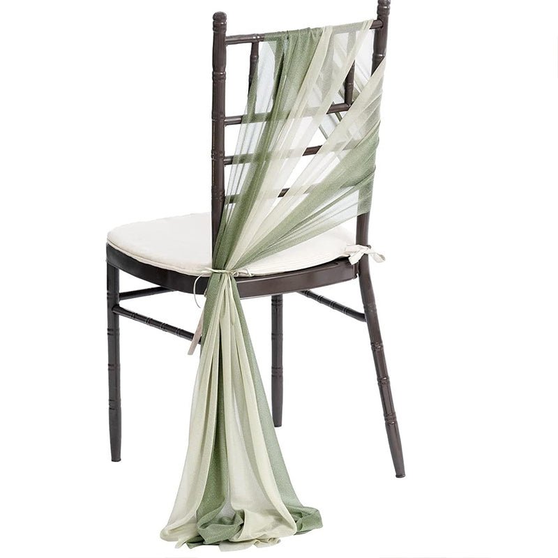 5 Pc Wedding Chiffon Chair Sashes Cover 8"x100" Gray Green - YauSpark