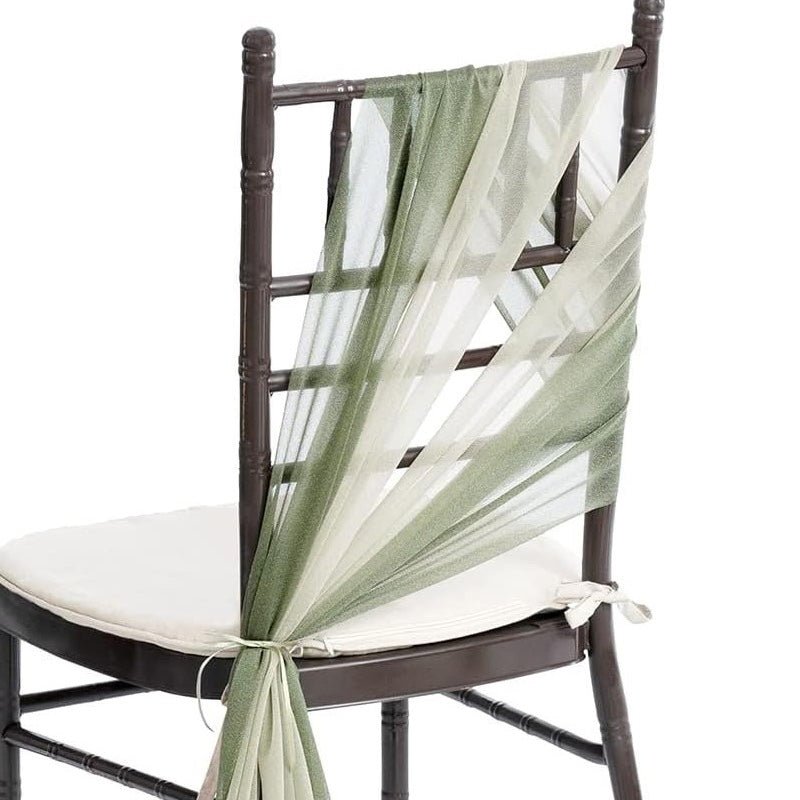 5 Pc Wedding Chiffon Chair Sashes Cover 8"x100" Gray Green - YauSpark