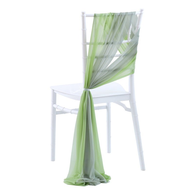 5 Pc Wedding Chiffon Chair Sashes Cover 8"x100" Gray Green & Apple Green - YauSpark