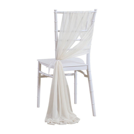 5 Pc Wedding Chiffon Chair Sashes Cover 8"x100" Ivory White - YauSpark
