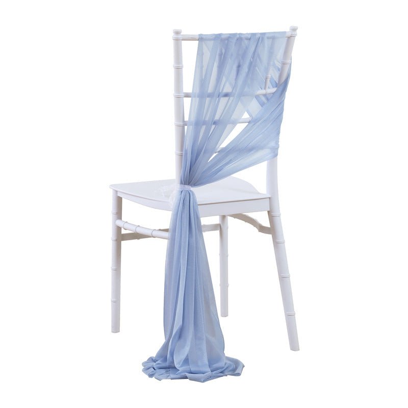 5 Pc Wedding Chiffon Chair Sashes Cover 8"x100" Light Blue - YauSpark