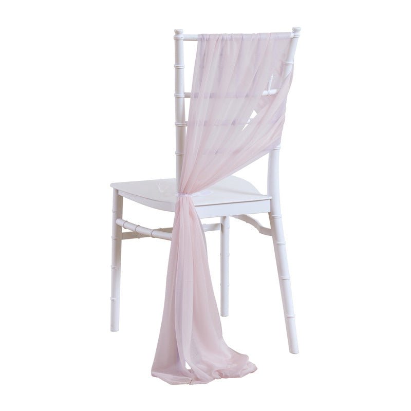 5 Pc Wedding Chiffon Chair Sashes Cover 8"x100" Light Pink - YauSpark