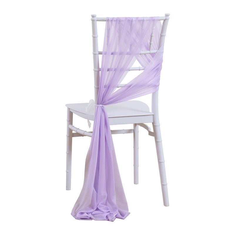 5 Pc Wedding Chiffon Chair Sashes Cover 8"x100" Light purple - YauSpark