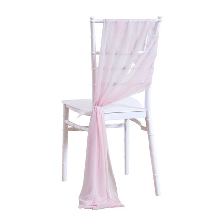 5 Pc Wedding Chiffon Chair Sashes Cover 8"x100" Medium pink - YauSpark