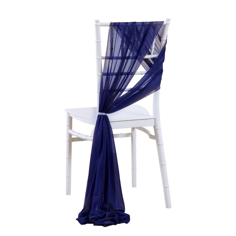 5 Pc Wedding Chiffon Chair Sashes Cover 8"x100" Navy Blue - YauSpark