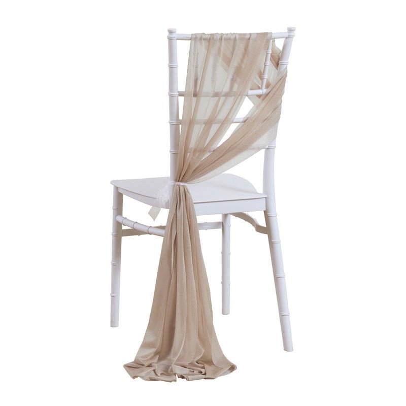 5 Pc Wedding Chiffon Chair Sashes Cover 8"x100" Old Champagne - YauSpark