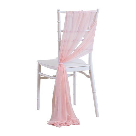 5 Pc Wedding Chiffon Chair Sashes Cover 8"x100" Peach Pink - YauSpark
