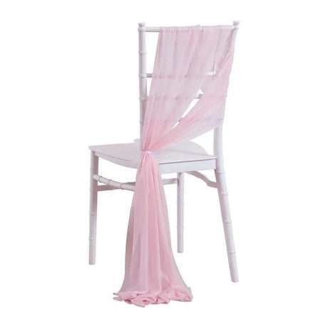 5 Pc Wedding Chiffon Chair Sashes Cover 8"x100" Pink - YauSpark
