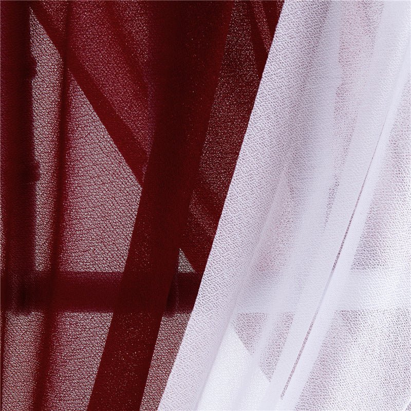 5 Pc Wedding Chiffon Chair Sashes Cover 8"x100" Purple & Beige - YauSpark