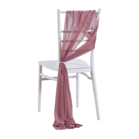 5 Pc Wedding Chiffon Chair Sashes Cover 8"x100" Purple Red - YauSpark