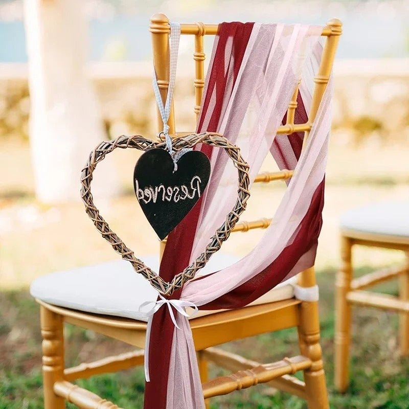 5 Pc Wedding Chiffon Chair Sashes Cover 8"x100" Purple Red & Blush - YauSpark