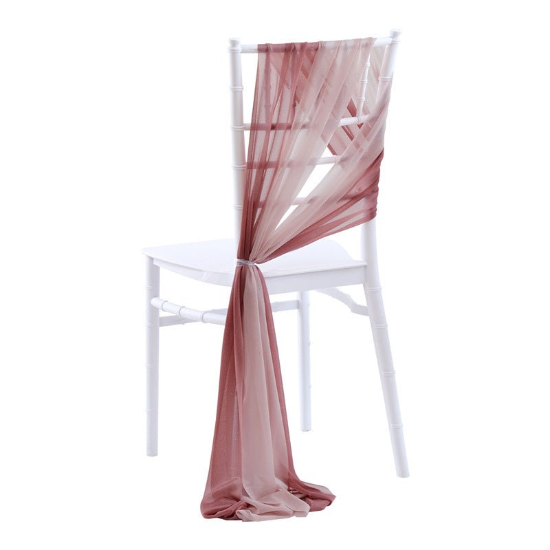 5 Pc Wedding Chiffon Chair Sashes Cover 8"x100" Purple Red & Blush - YauSpark